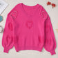 Pearl Trim Heart V-Neck Sweater