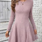 Ribbed Round Neck Long Sleeve Mini Dress