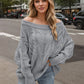 Cable Knit Openwork Off-Shoulder Sweater