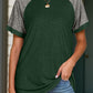 Full Size Contrast Round Neck Short Sleeve T-Shirt