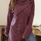 Asymmetrical Hem Cowl Neck Long Sleeve T-Shirt