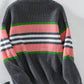 Contrast Stripes Round Neck Long Sleeve Sweater