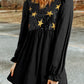 Sequin Star Round Neck Flounce Sleeve Mini Dress