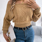 Cable Knit Off-Shoulder Long Sleeve Sweater