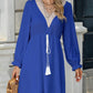 Tassel V-Neck Flounce Sleeve Dress