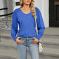 V-Neck Lantern Sleeve T-Shirt