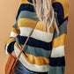 Color Block Round Neck Dropped Shoulder Sweater