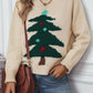 Christmas Tree Round Neck Raglan Sleeve Sweater