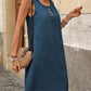 Pocketed Decorative Button Sleeveless Dress