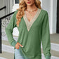 Slit V-Neck Long Sleeve T-Shirt - Michelle Francisco