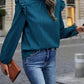 Mock Neck Ruffle Shoulder Blouse