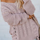 Cable Knit Lace Up V-Neck Sweater