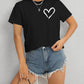 Heart Round Neck Short Sleeve T-Shirt