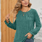 Ruched Round Neck Flounce Sleeve T-Shirt