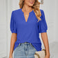 Eyelet Notched Short Sleeve T-Shirt