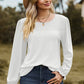 Eyelet Round Neck Flounce Sleeve T-Shirt