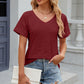 Eyelet V-Neck Short Sleeve T-Shirt