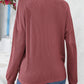 Half Button Collared Neck Long Sleeve Top