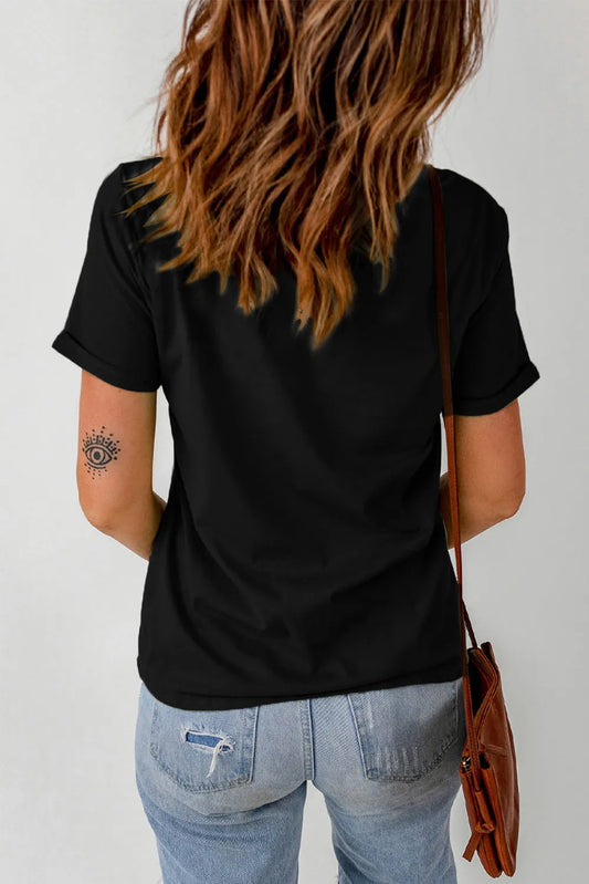 Letter Graphic Round Neck Short Sleeve T-Shirt