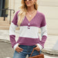 Contrast V-Neck Long Sleeve T-Shirt