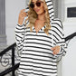 Drawstring Striped Long Sleeve Hoodie