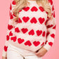 Valentine’s Day Fuzzy Heart Round Neck Long Sleeve Sweater