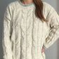 Cable Knit Round Neck Long Sleeve Sweater