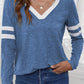 Heathered V-Neck Long Sleeve T-Shirt