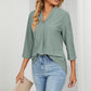 Eyelet Three-Quarter Sleeve Blouse