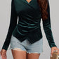 Ruched Surplice Long Sleeve Top