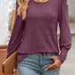 Decorative Button Round Neck Long Sleeve T-Shirt