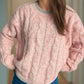 Cable Knit Round Neck Long Sleeve Sweater