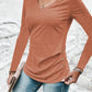 Heathered V-Neck Long Sleeve T-Shirt