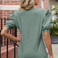 Eyelet Ruffled Round Neck T-Shirt