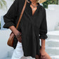 Ruffled Notched Three-Quarter Sleeve Blouse