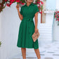 Buttoned Tie Waist Short Sleeve Dress