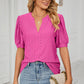 Eyelet Notched Short Sleeve T-Shirt