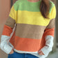 Color Block Round Neck Long Sleeve Sweater