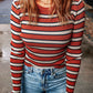 Striped Round Neck Long Sleeve Top