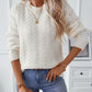 Cable-Knit Round Neck Long Sleeve Sweater