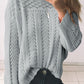 Openwork Round Neck Long Sleeve Knit Top