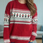 Contrast Round Neck Dropped Shoulder Sweater