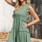 Frill Notched Sleeveless Mini Dress