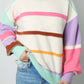 Contrast Striped Round Neck Drop Shoulder Sweater