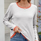 Striped Contrast Round Neck Long Sleeve Sweater