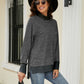 Heathered Slit High-Low Long Sleeve Top