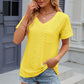 Eyelet V-Neck Short Sleeve T-Shirt