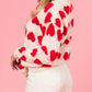 Valentine’s Day Fuzzy Heart Round Neck Long Sleeve Sweater