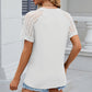 Openwork Round Neck Short Sleeve T-Shirt