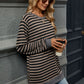 Striped Round Neck Long Sleeve T-Shirt